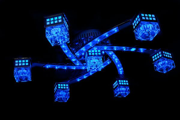 Светильник с LED подсветкой и пультом ДУ Eurosvet Bakara 4939/7 хром / синий + красный + фиолетовый. Фото 9