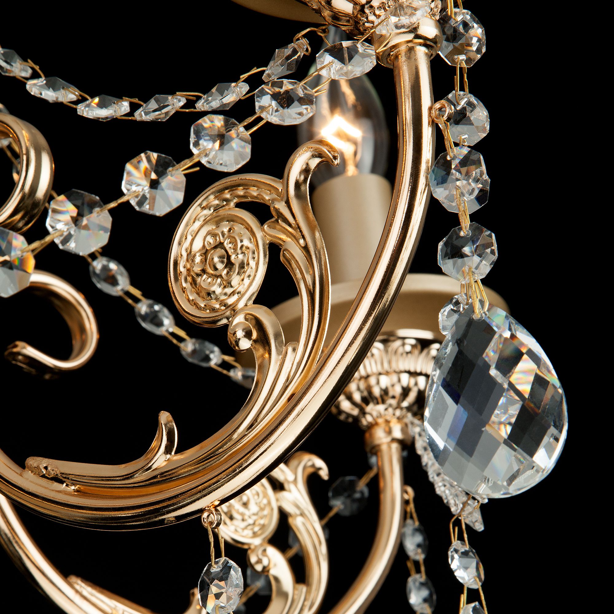 Классическая люстра с хрусталем  Cappella 10079/5 золото / прозрачный хрусталь. Фото 4