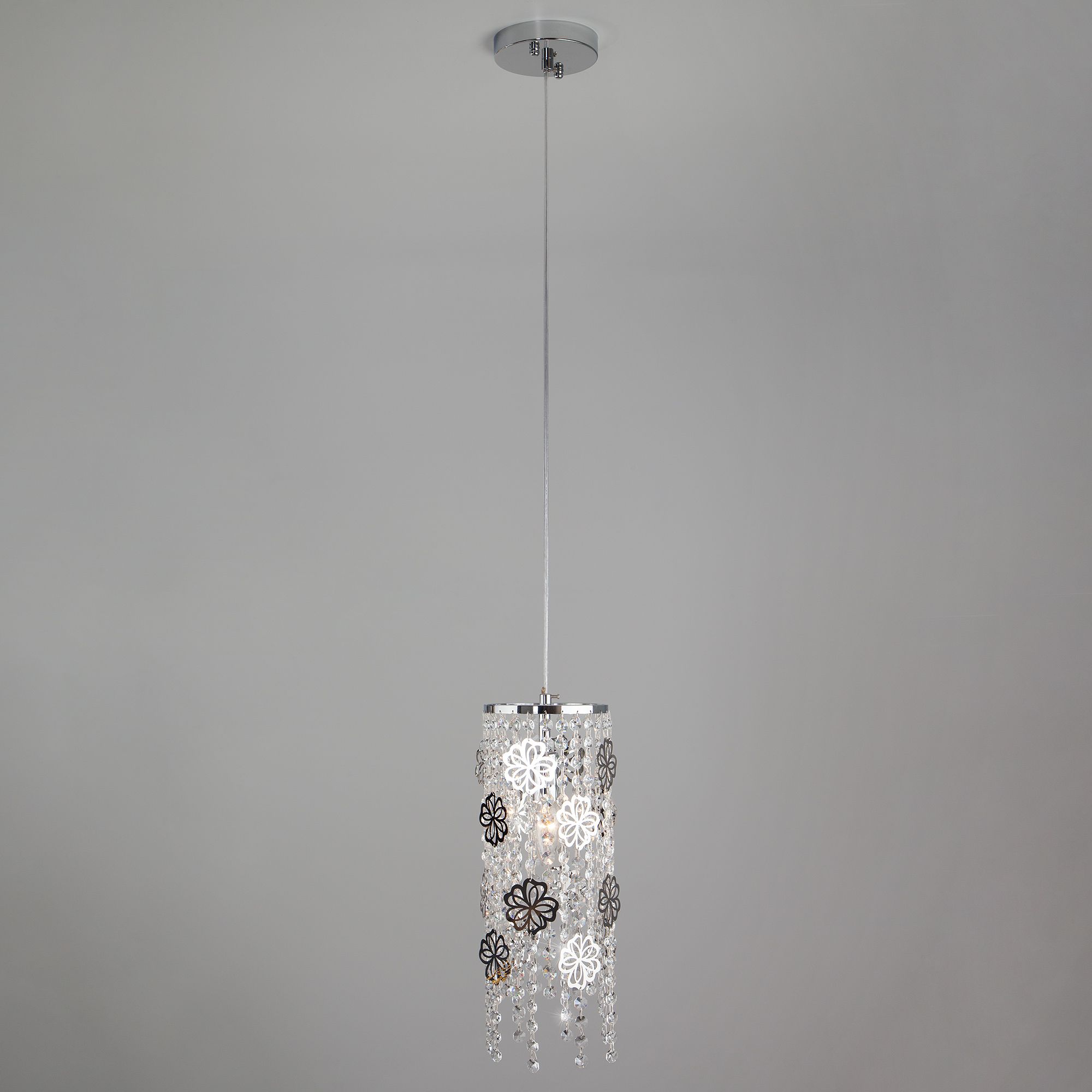 Подвесной светильник с хрусталем Eurosvet Flower 10083/1 хром / прозрачный хрусталь. Фото 2