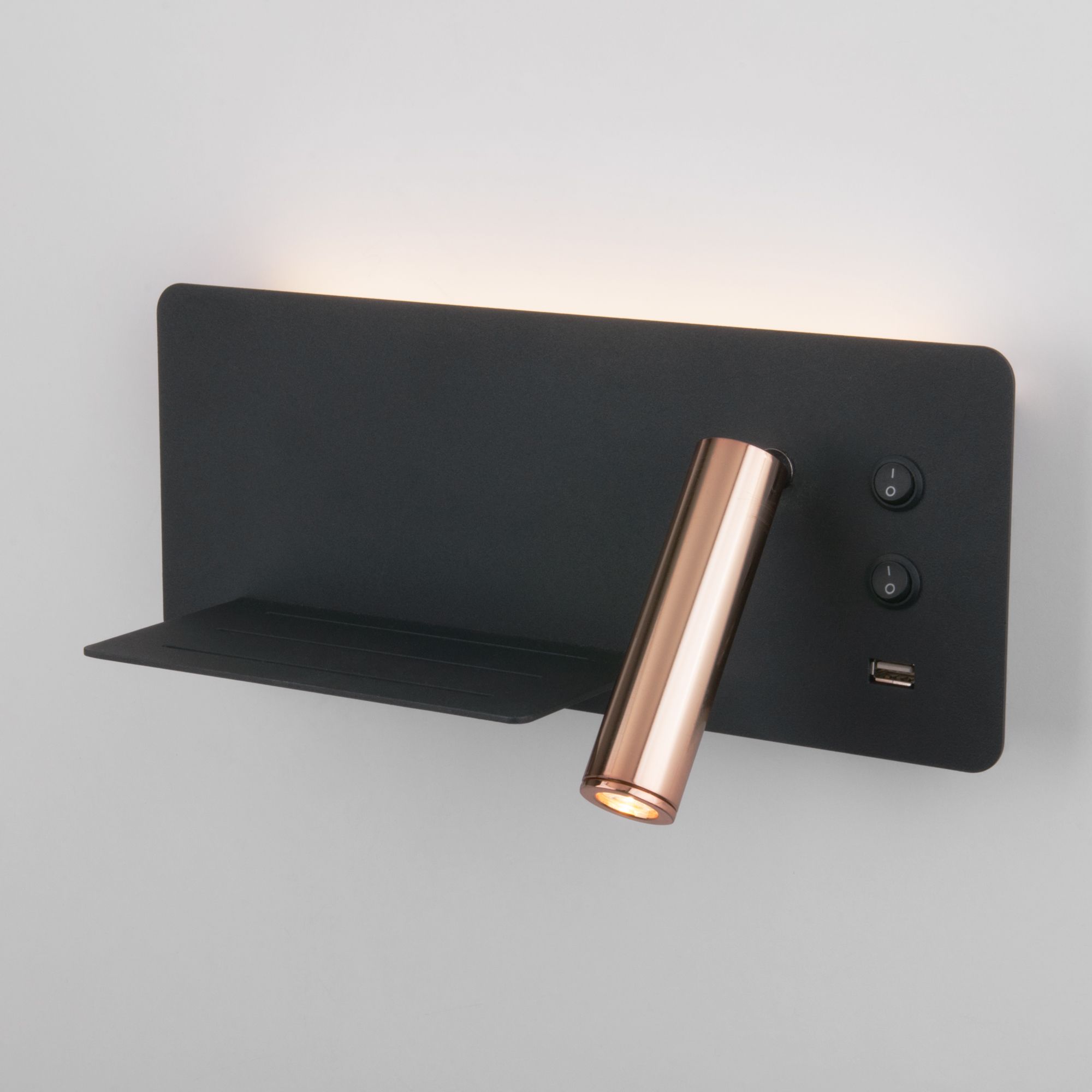 Настенный светодиодный светильник с USB Fant L LED (левый) Elektrostandard Fant MRL LED 1113 чёрный/золото. Фото 1