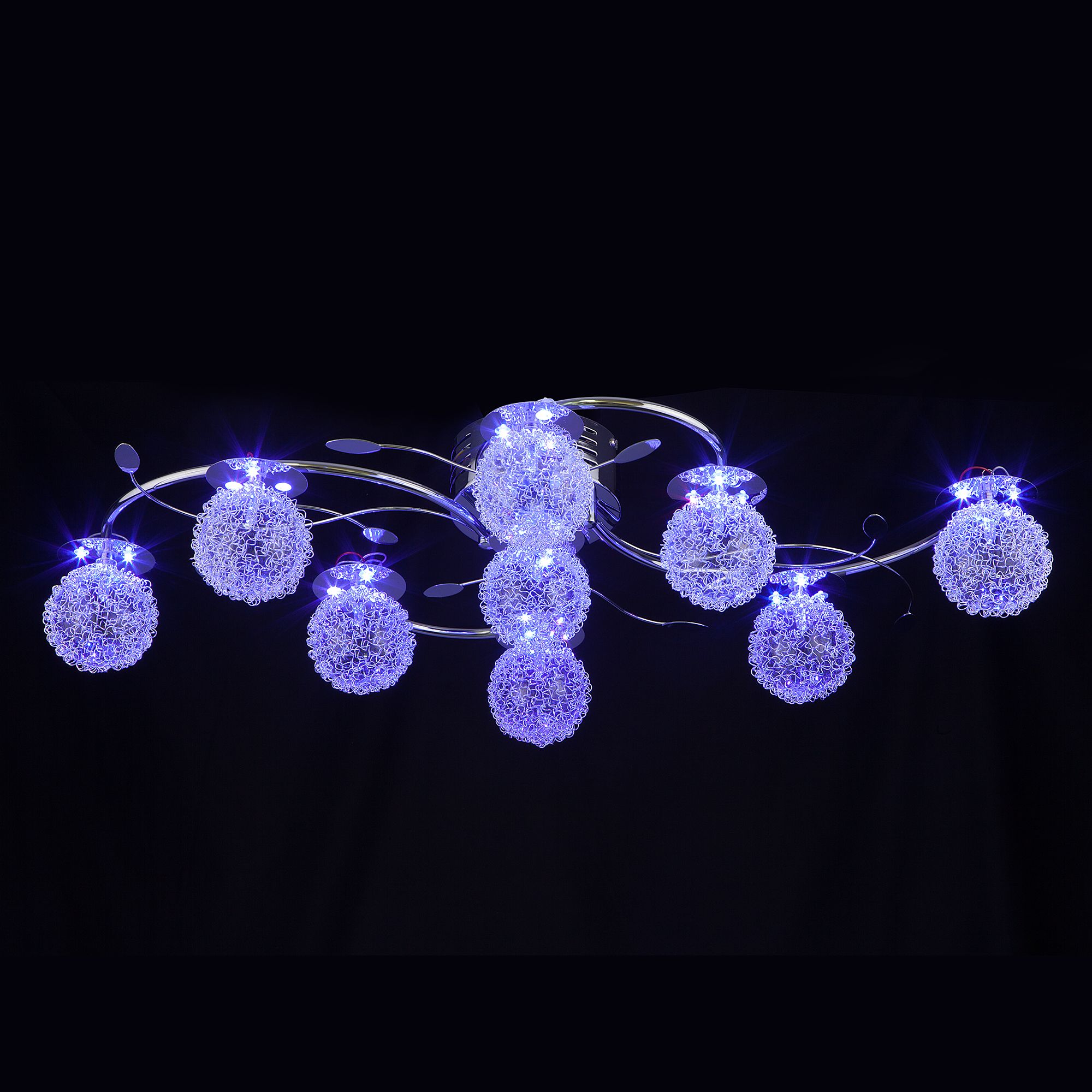 Галогенная люстра с LED подсветкой и пультом Eurosvet Armeria 4800/9 хром / синий + красный + фиолетовый. Фото 5
