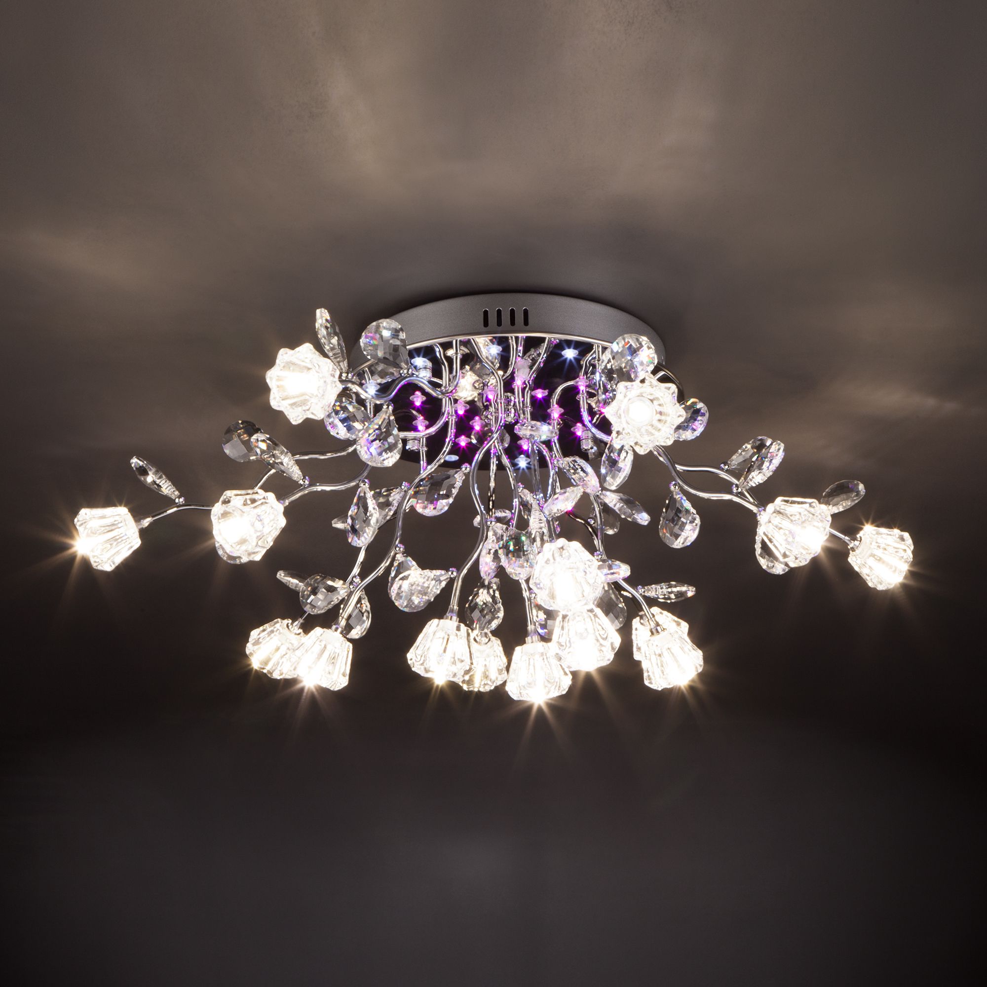 Люстра потолочная со светодиодной подсветкой и с пультом ДУ Eurosvet Bloomy 80115/15 хром. Фото 10