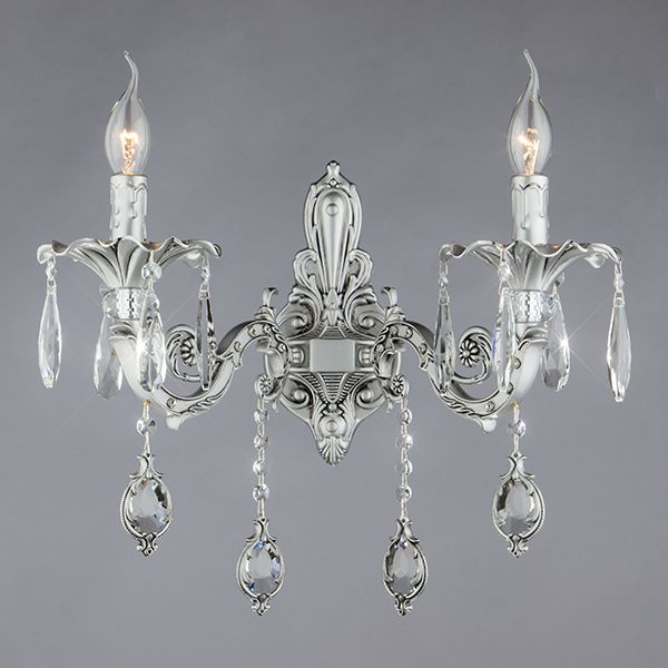 Настенный светильник с хрусталем Bogate's Wonderful 276/2 серебро. Фото 1