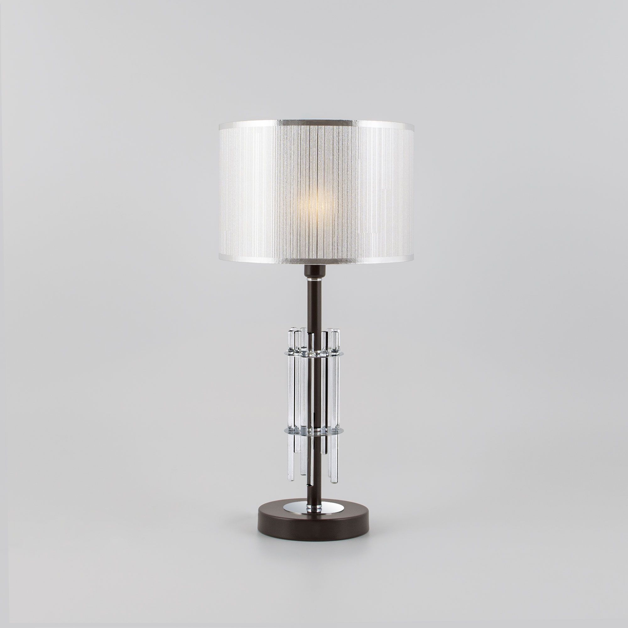 Настольная лампа с серебряным абажуром Eurosvet Telesta 01063/1 хром. Фото 1