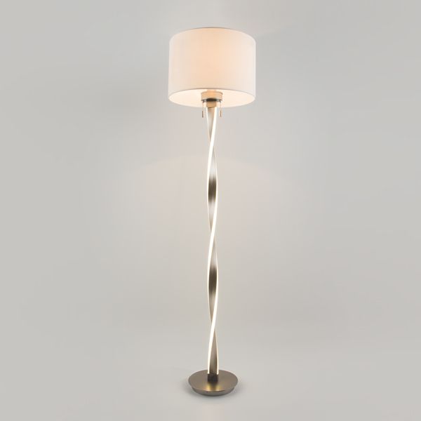 Напольный светодиодный светильник с тканевым абажуром 992 белый / никель