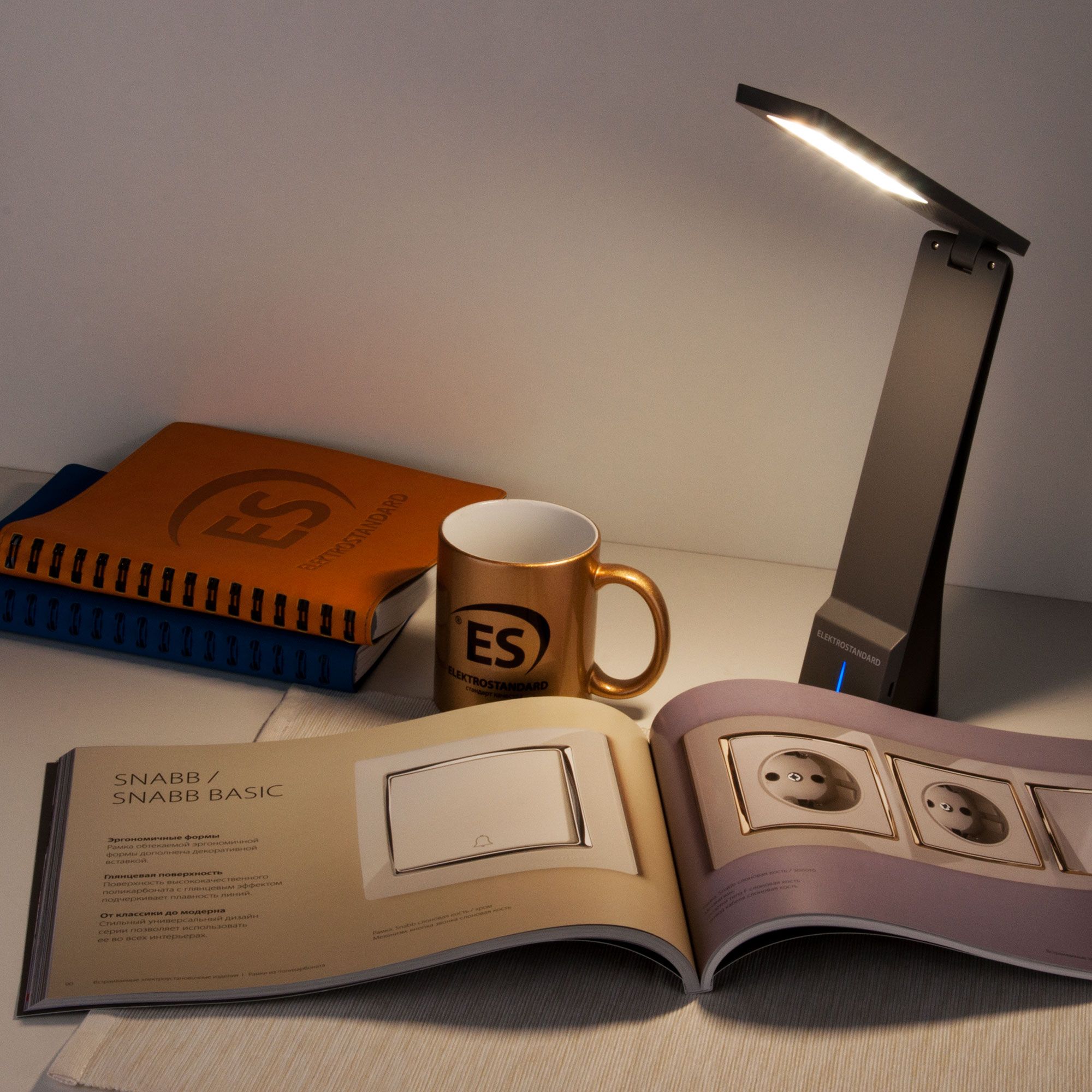 Настольная лампа с зарядкой Elektrostandard Desk Desk черный/серый (TL90450). Фото 2