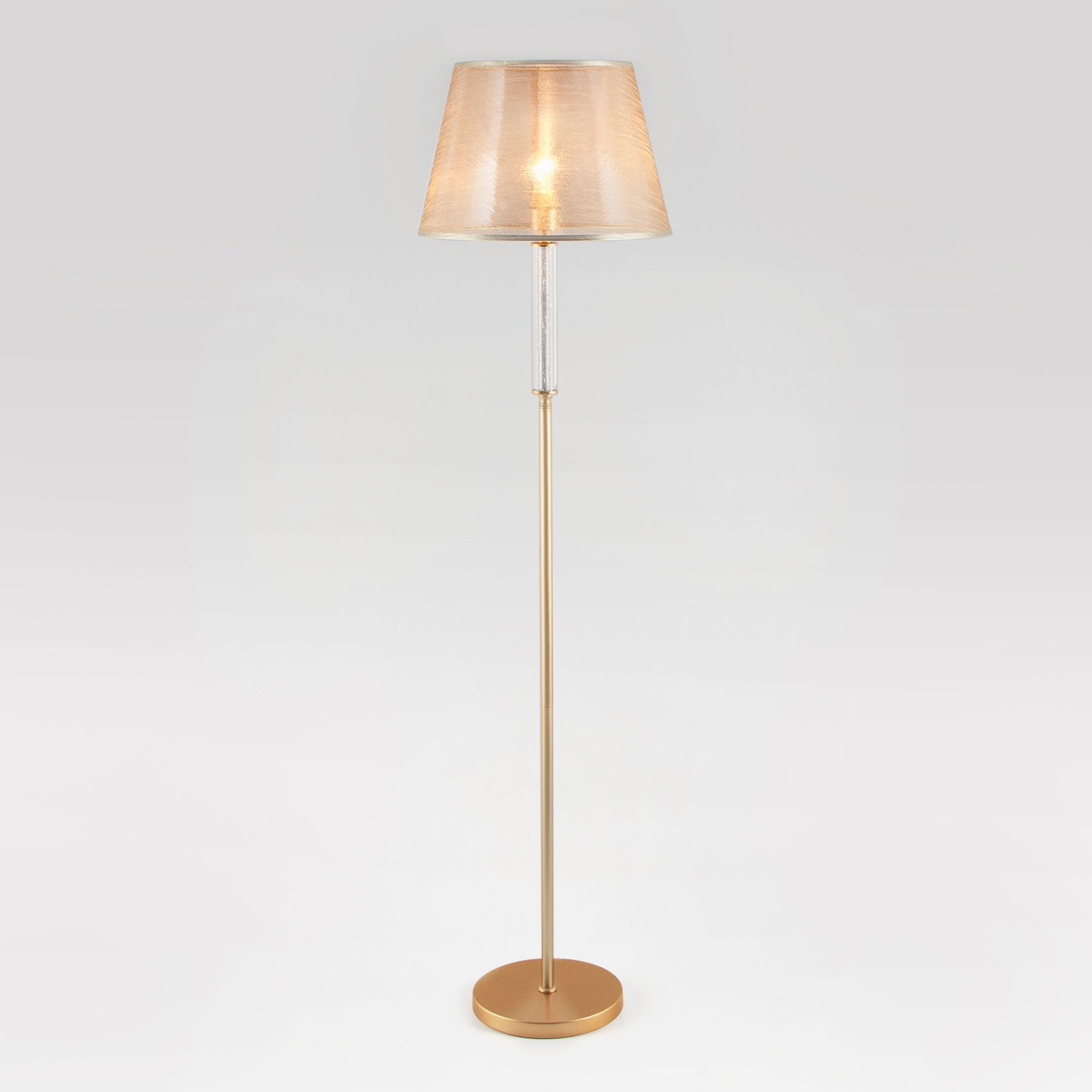 Напольный светильник с тканевым абажуром Eurosvet Alcamo 01076/1 перламутровое золото. Фото 1