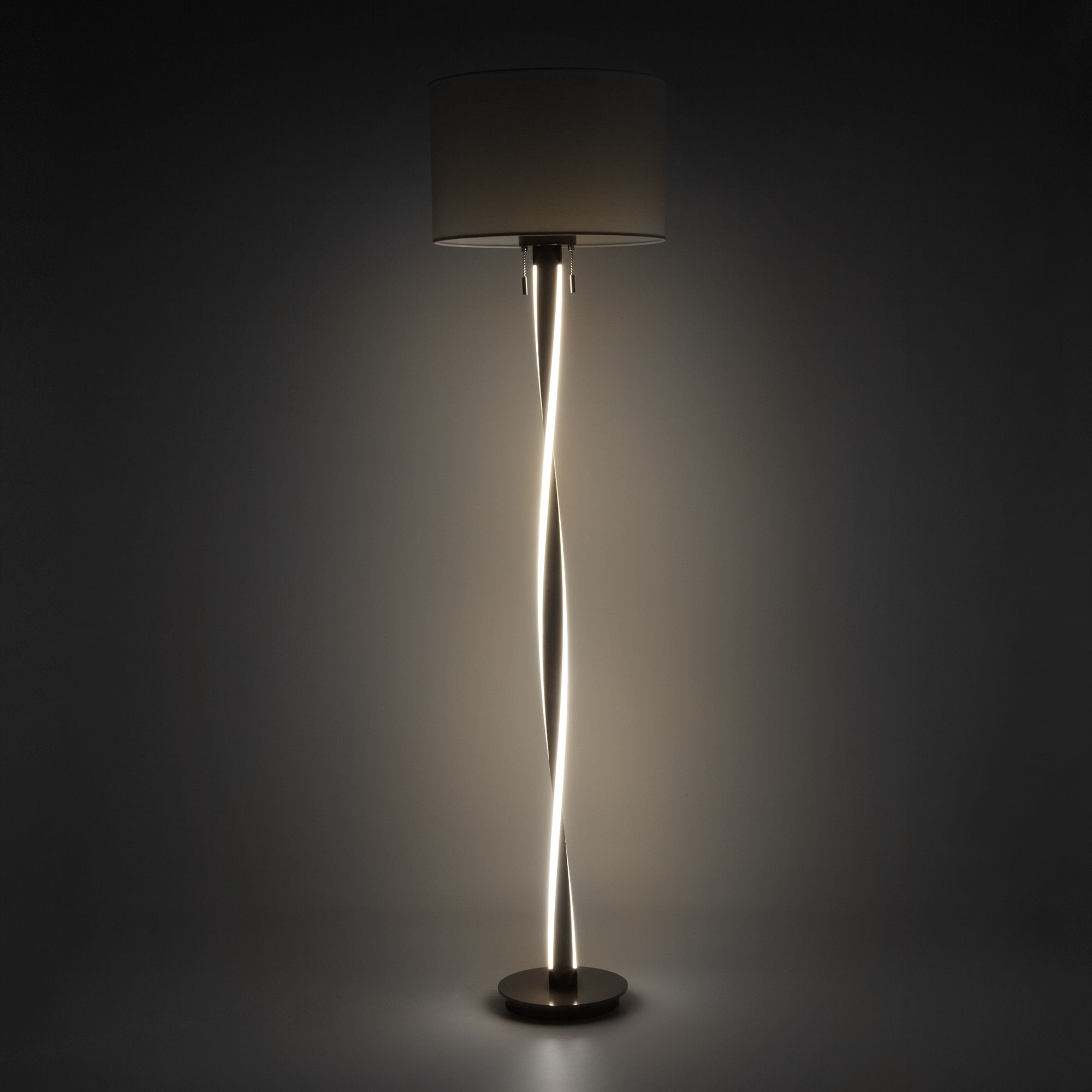 Напольный светодиодный светильник с тканевым абажуром Bogate's Titan 990 белый / коричневый. Фото 4
