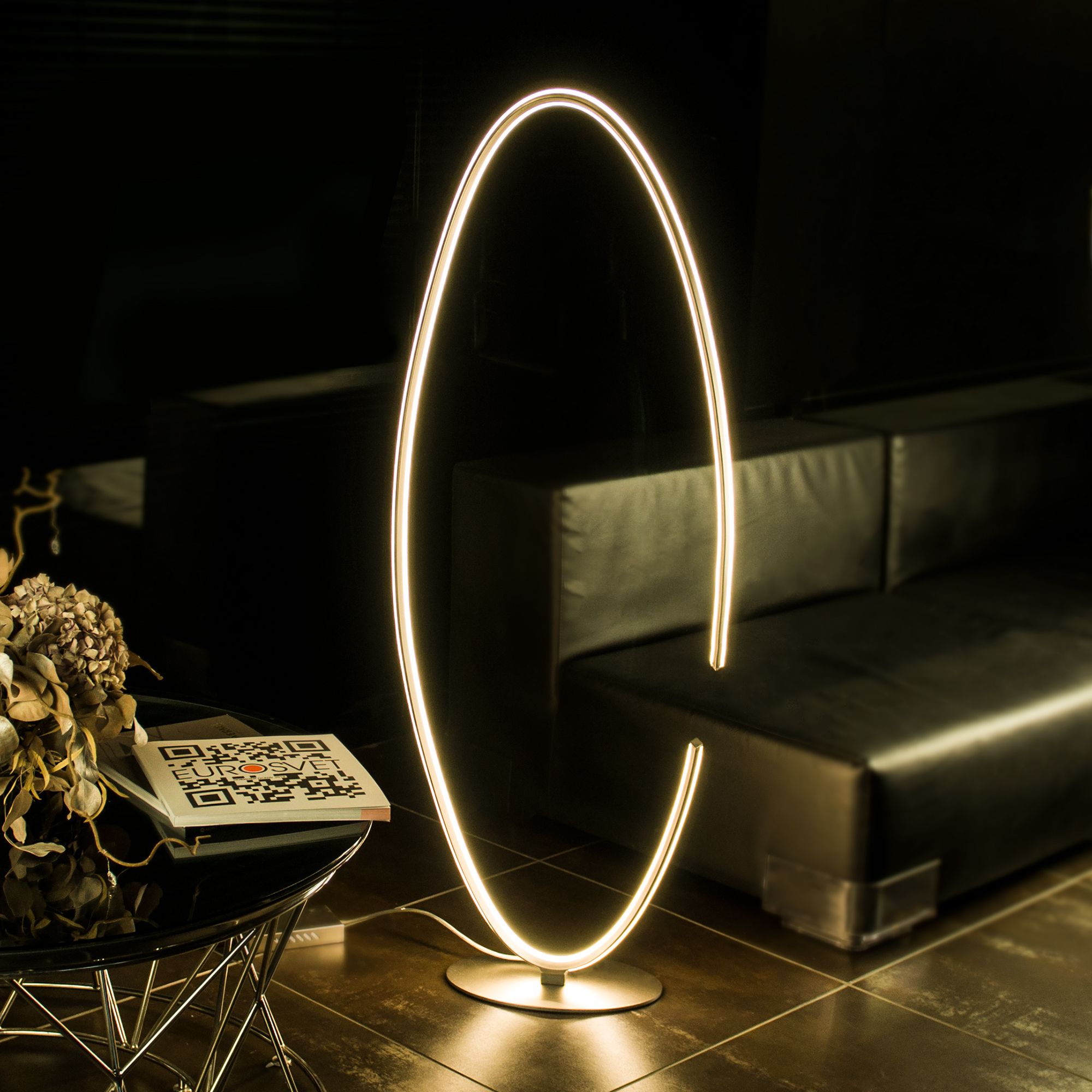 Напольный светодиодный светильник в стиле минимализм Eurosvet Gap 80415/1 сатин-никель. Фото 3