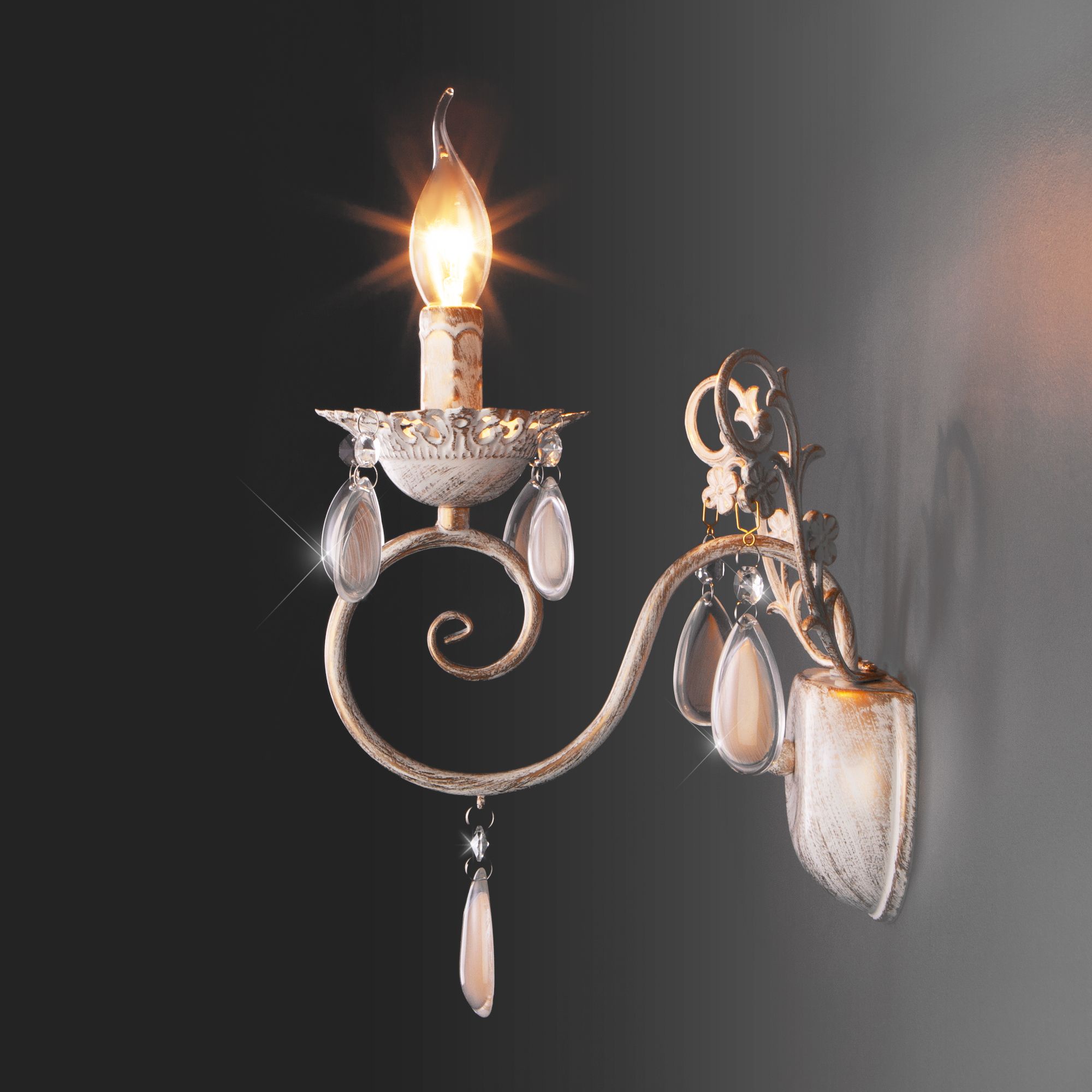 Настенный светильник с хрусталем Eurosvet Galatea 10009/1 золото с белым. Фото 2