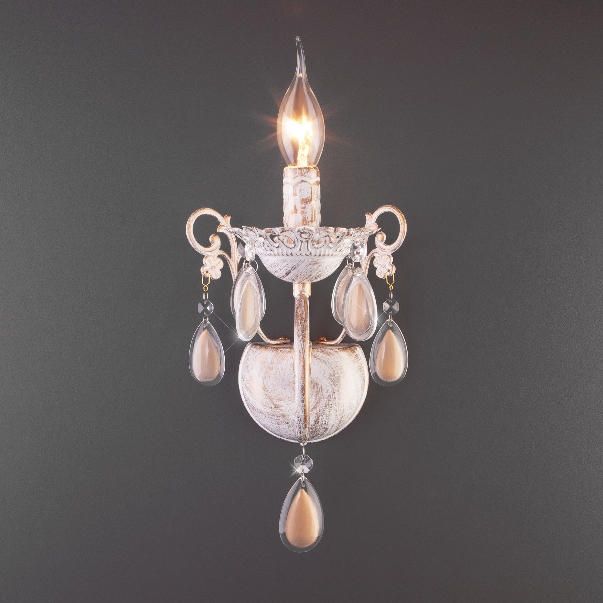 Настенный светильник с хрусталем Eurosvet Galatea 10009/1 золото с белым. Фото 3