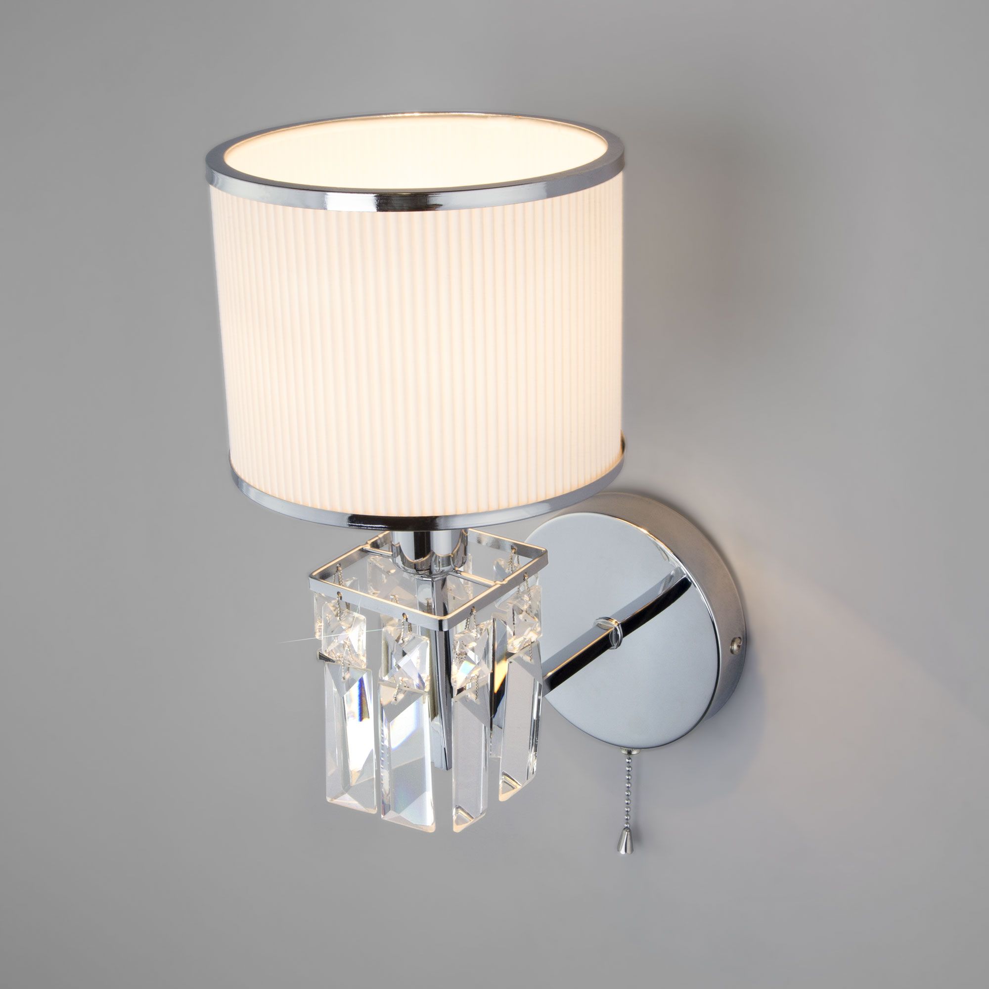Настенный светильник с тканевым абажуром Eurosvet Zaffiro 10099/1 хром. Фото 2