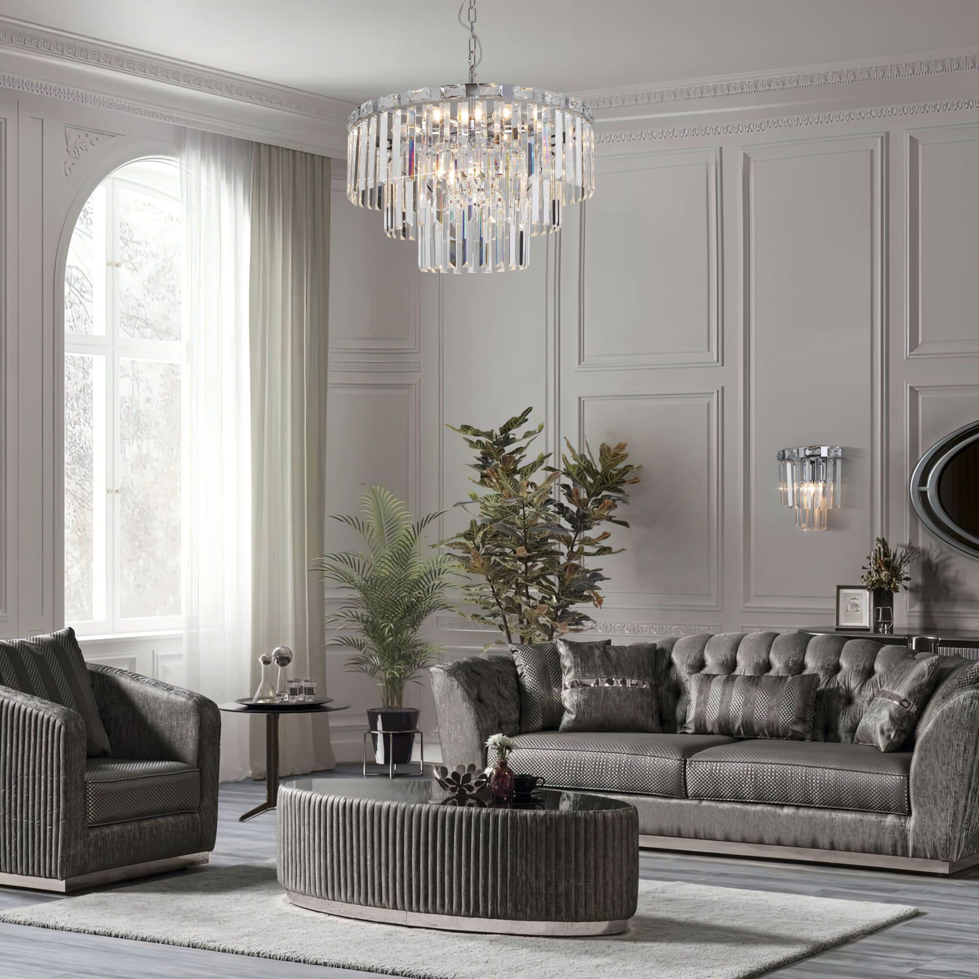 Подвесная люстра с хрусталем Smart Eurosvet Elegante 10130/8 хром Smart. Фото 4