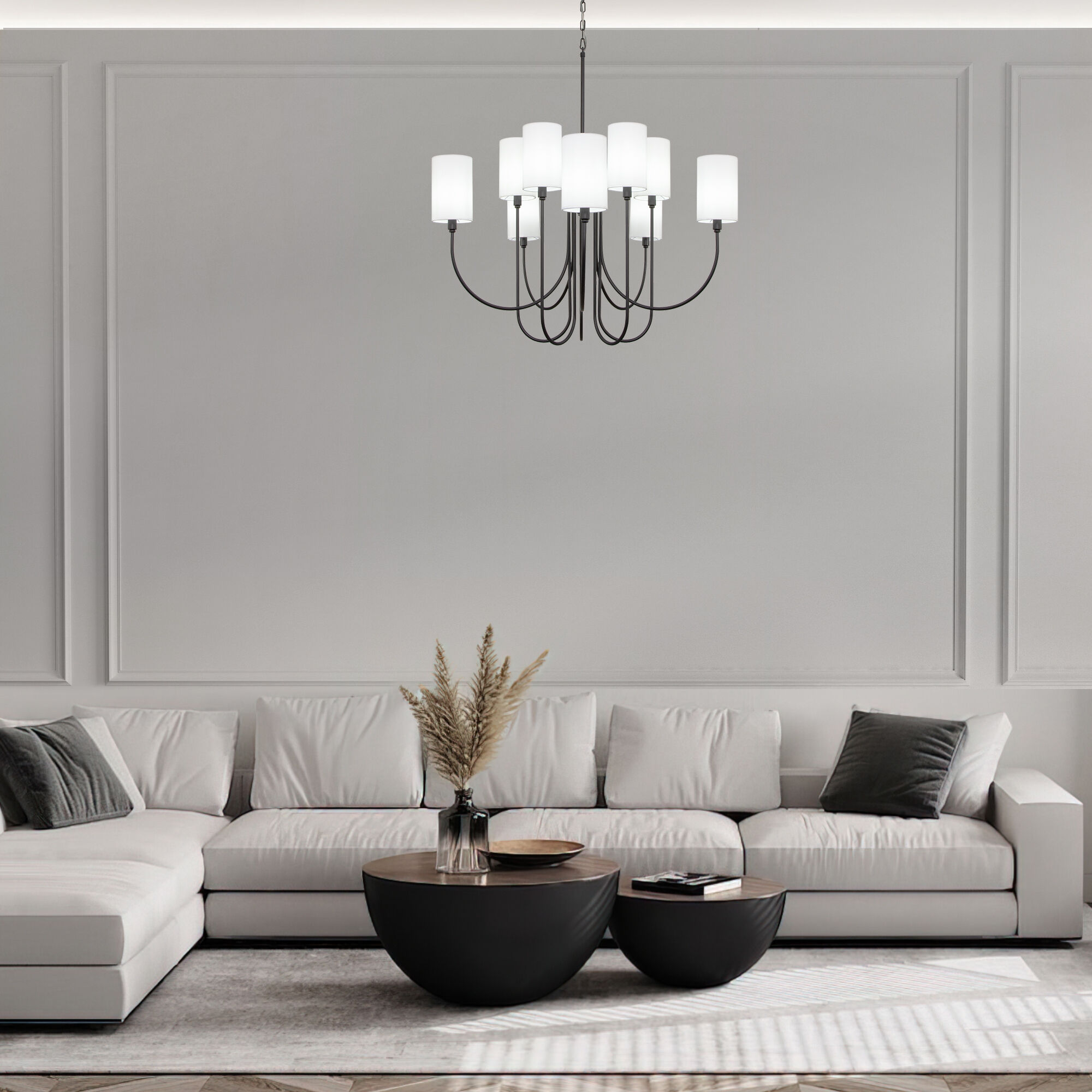 Подвесная люстра с тканевыми абажурами Smart Eurosvet Abbey 60164/10 черный Smart. Фото 3