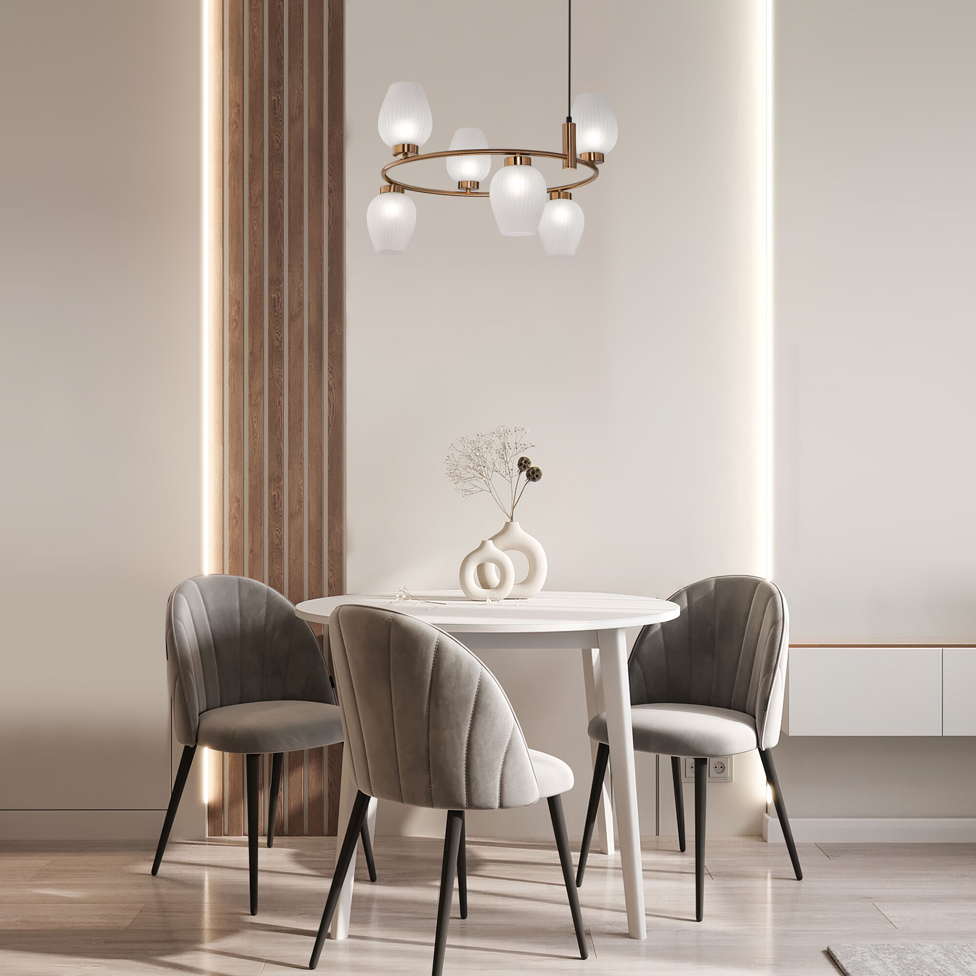 Подвесная люстра со стеклянными плафонами Smart Eurosvet Alva 30183/6 латунь Smart. Фото 4