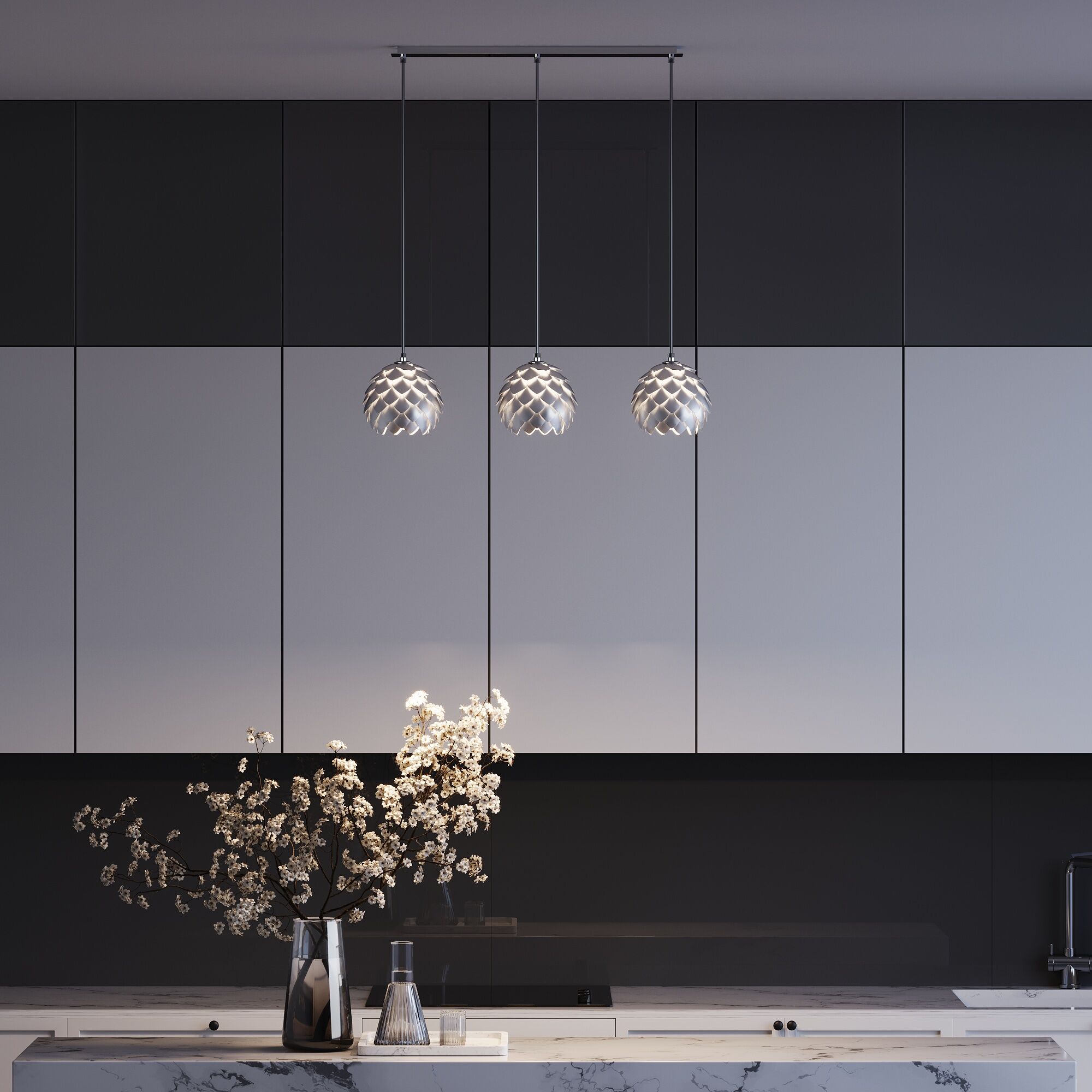 Подвесной светильник с металлическим плафоном Bogate's Cedro 304/3 серебро / хром. Фото 4
