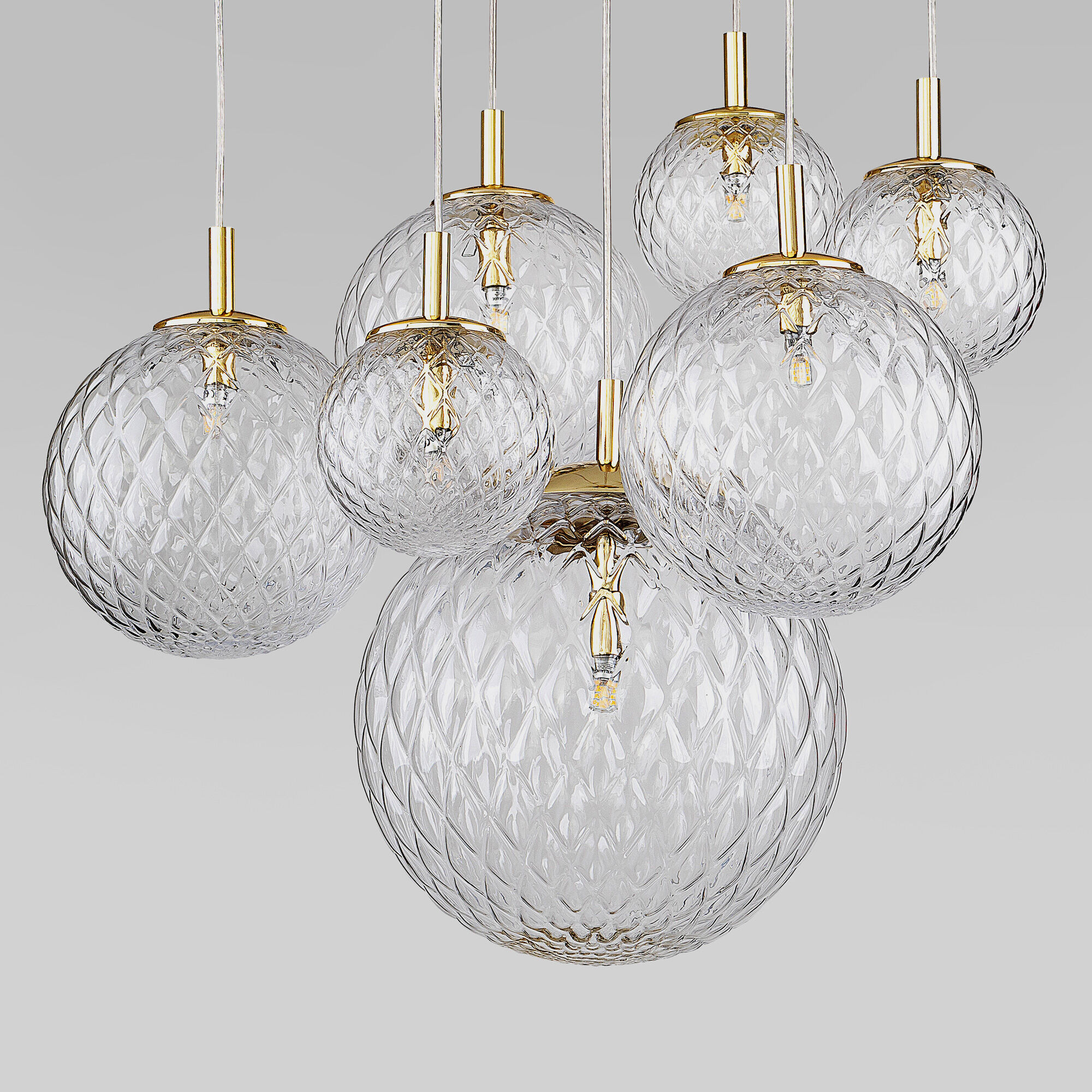 Подвесной светильник со стеклянными плафонами TK Lighting Cadix 4608 Cadix Gold. Фото 2