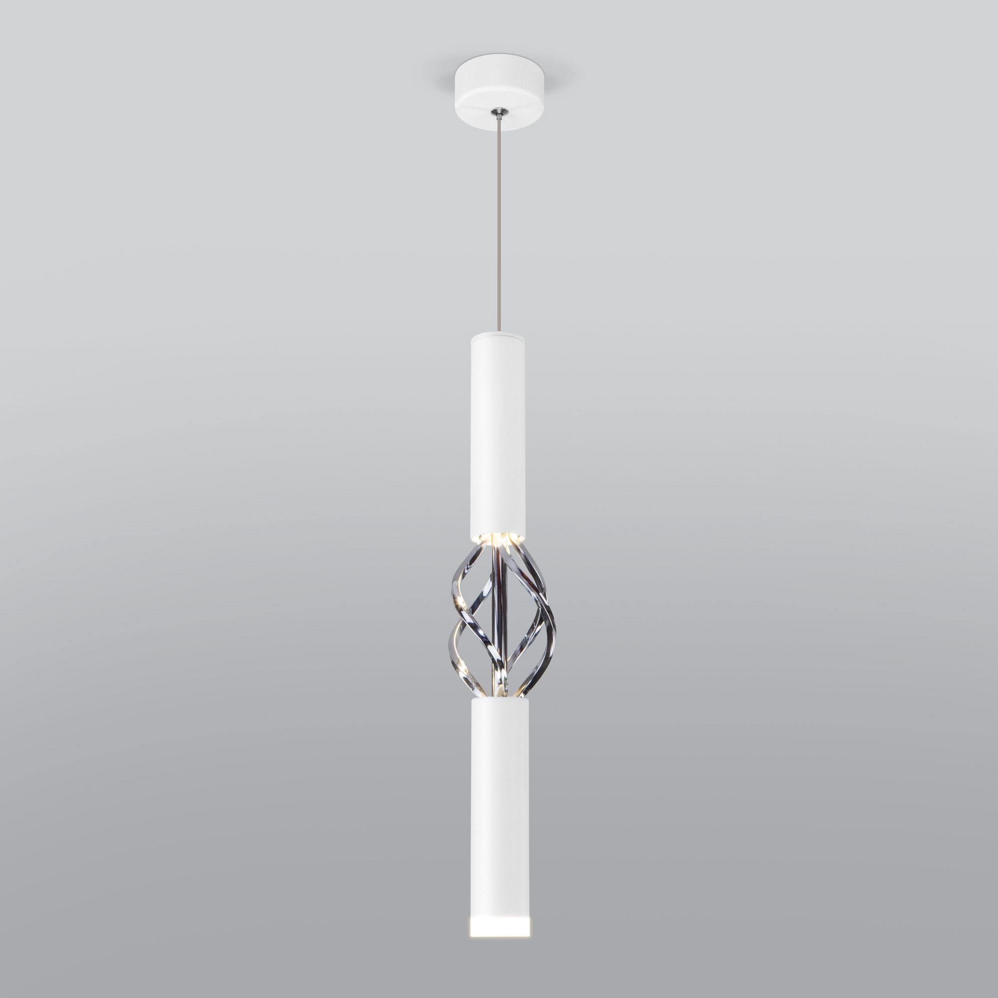 Подвесной светодиодный светильник в стиле лофт Eurosvet Lance 50191/1 LED белый / хром. Фото 1