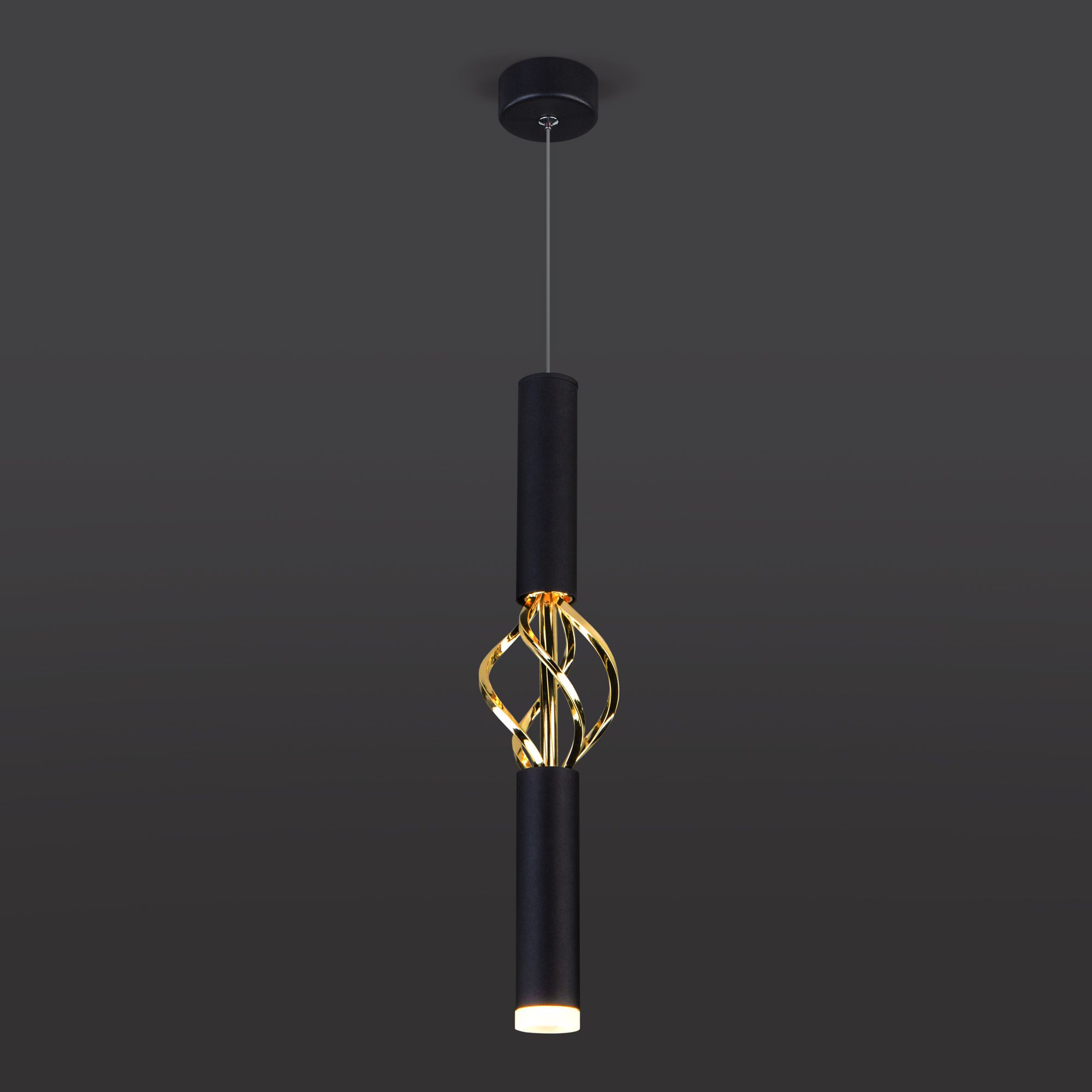 Подвесной светодиодный светильник в стиле лофт Eurosvet Lance 50191/1 LED черный / золото. Фото 4