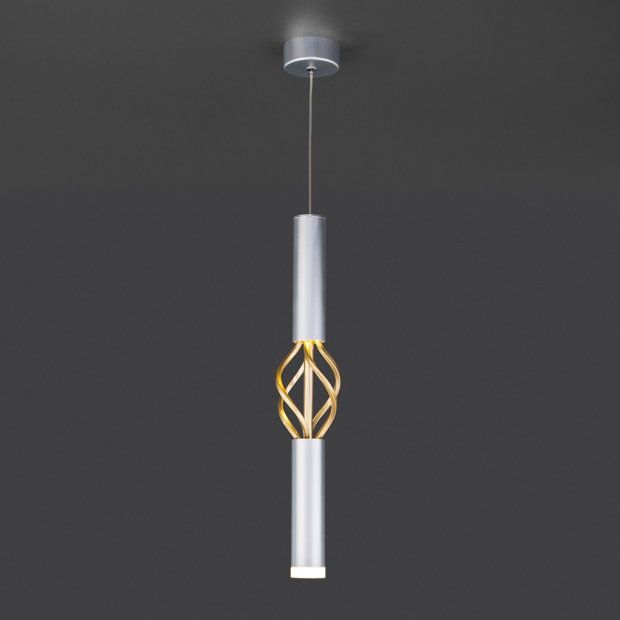 Подвесной светодиодный светильник в стиле лофт Eurosvet Lance 50191/1 LED серебро / золото. Фото 4