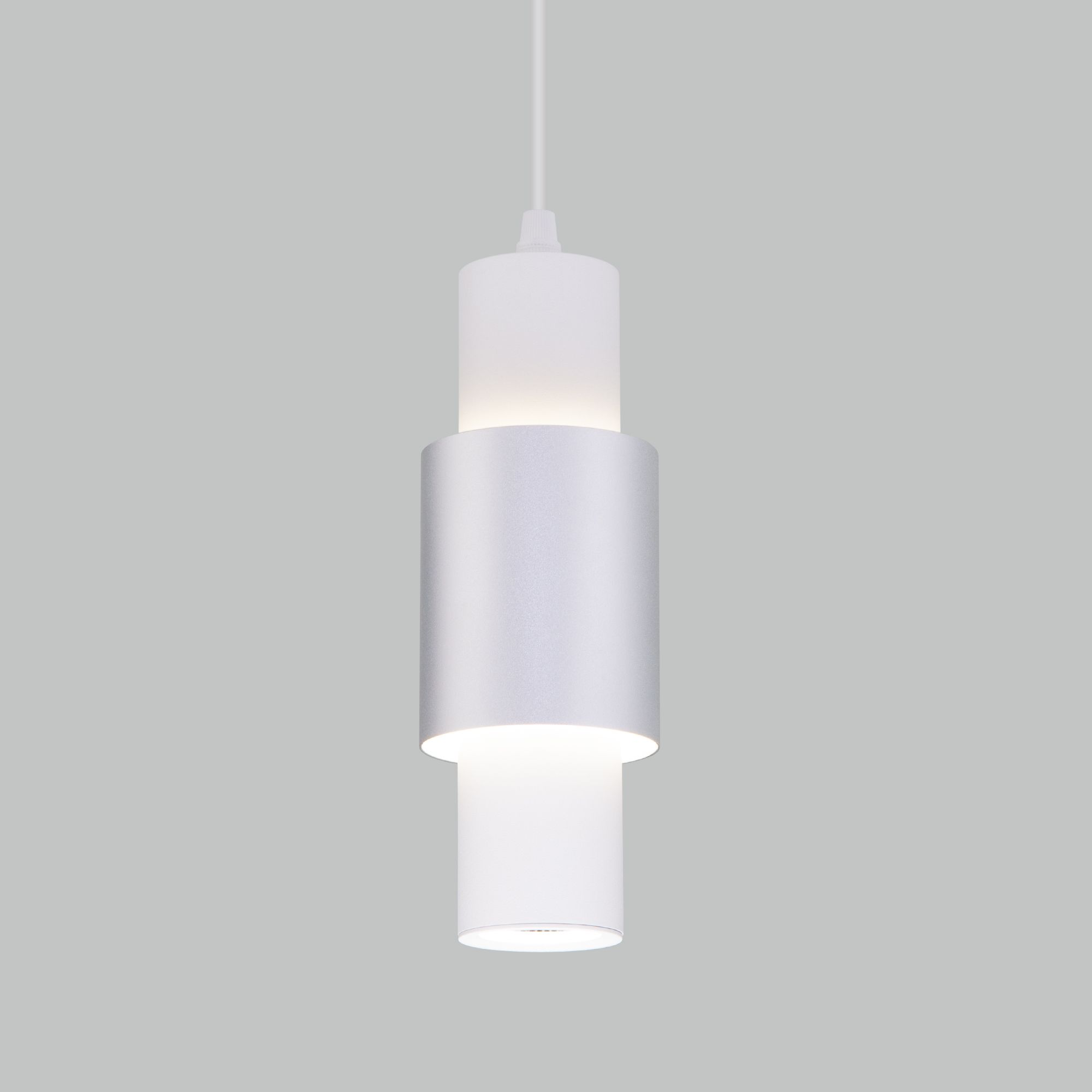 Подвесной светодиодный светильник в стиле лофт Eurosvet Bento 50204/1 LED белый / серебро. Фото 1