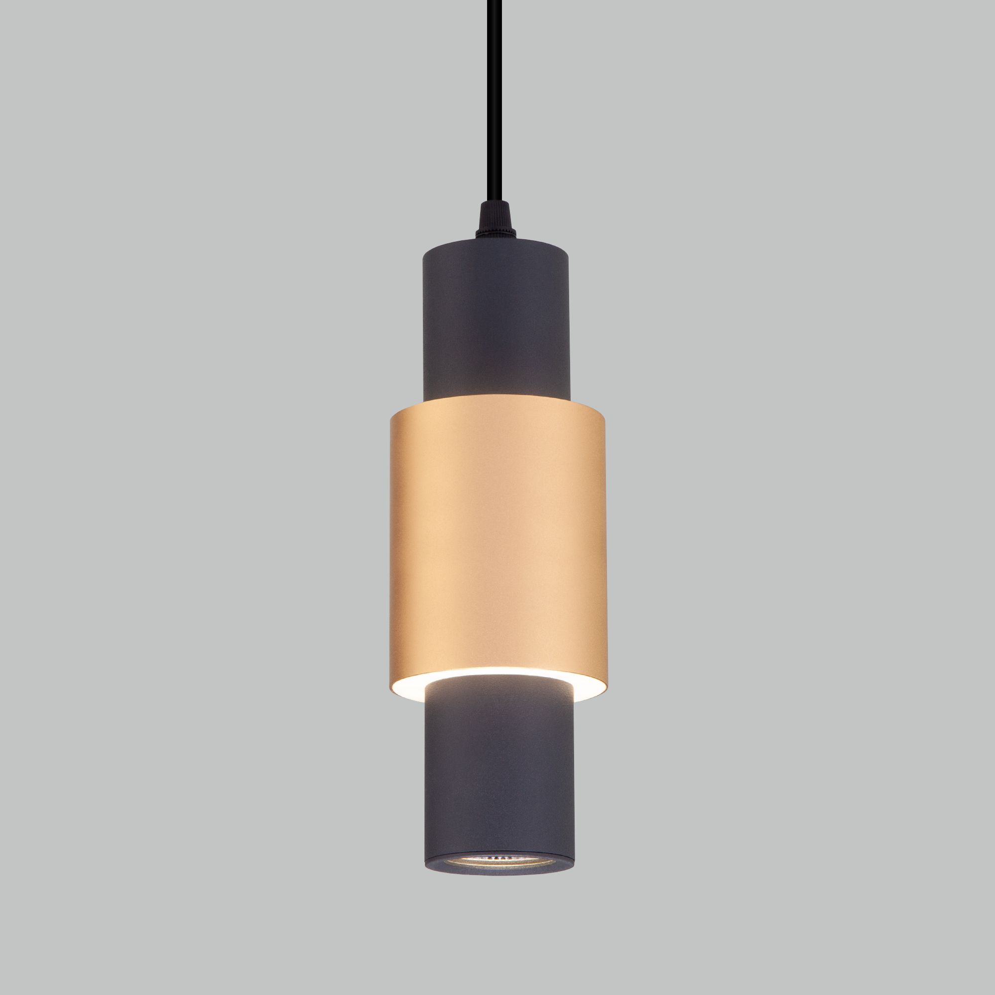 Подвесной светодиодный светильник в стиле лофт Eurosvet Bento 50204/1 LED черный / золото. Фото 1