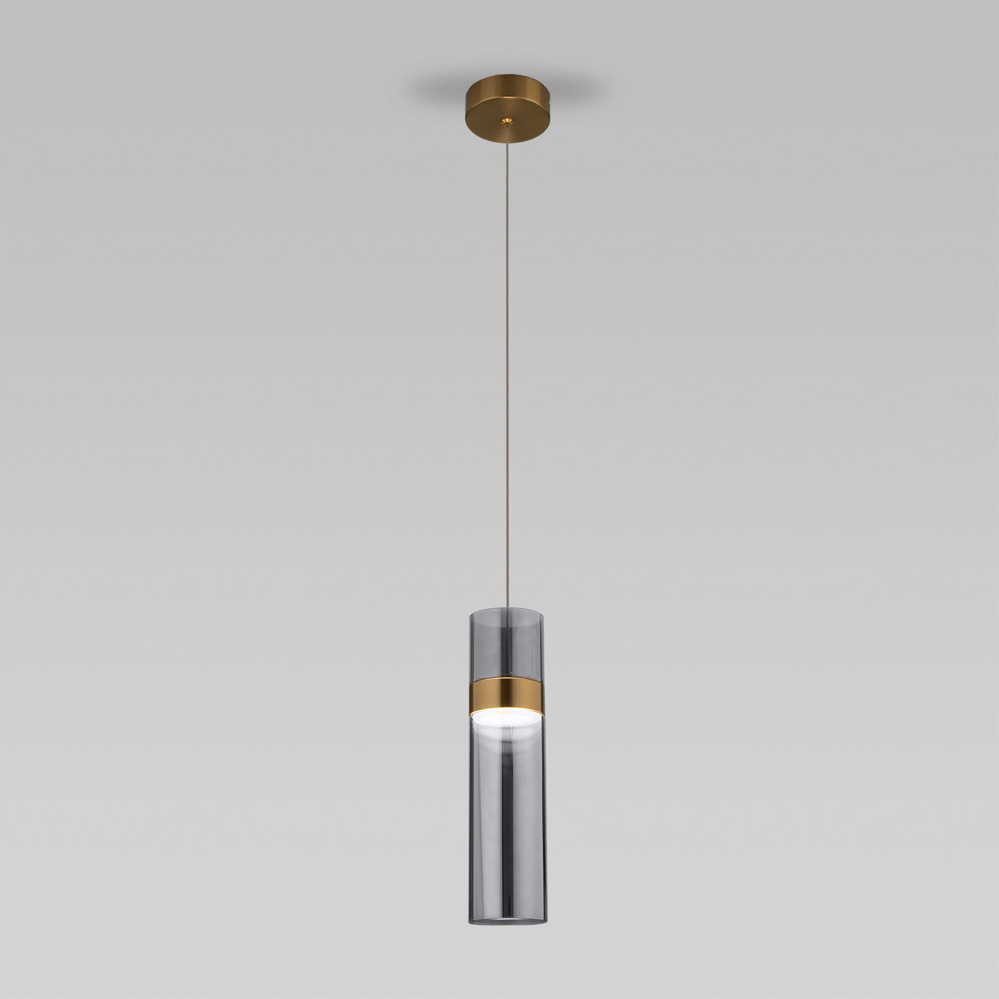 Подвесной светодиодный светильник в стиле лофт Eurosvet Lumen 50244/1 LED латунь/дымчатый. Фото 1
