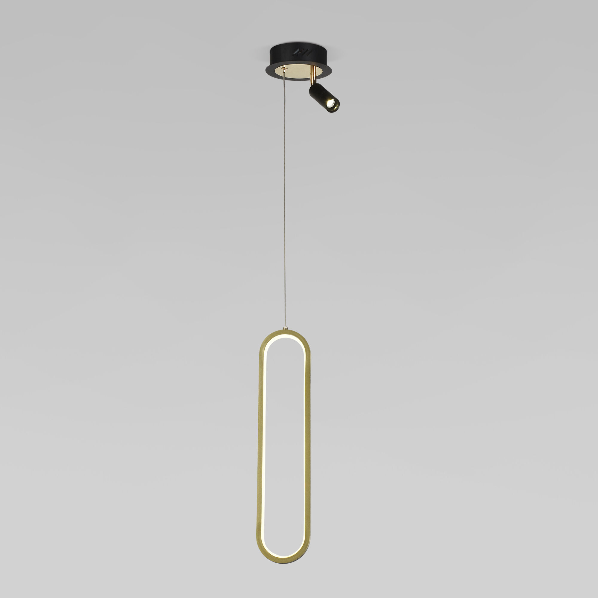 Подвесной светодиодный светильник в стиле минимализм Eurosvet Spire 90269/1 черный/золото. Фото 1