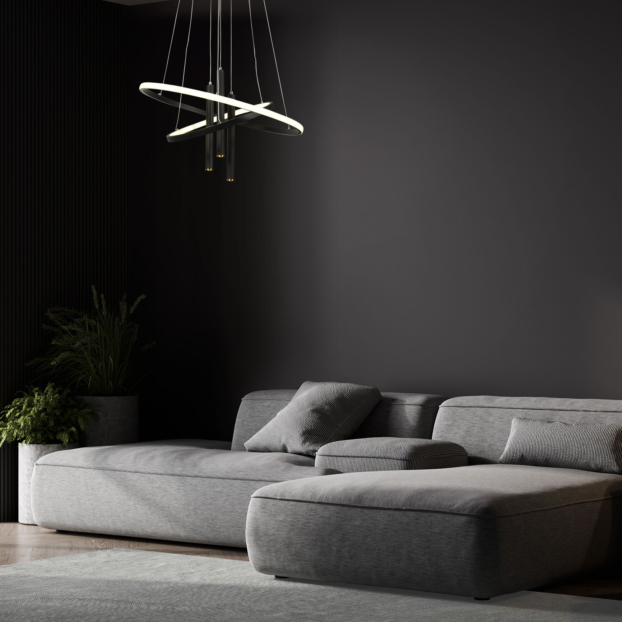Подвесной светодиодный светильник в стиле минимализм Eurosvet Stroke 90270/3 черный. Фото 3