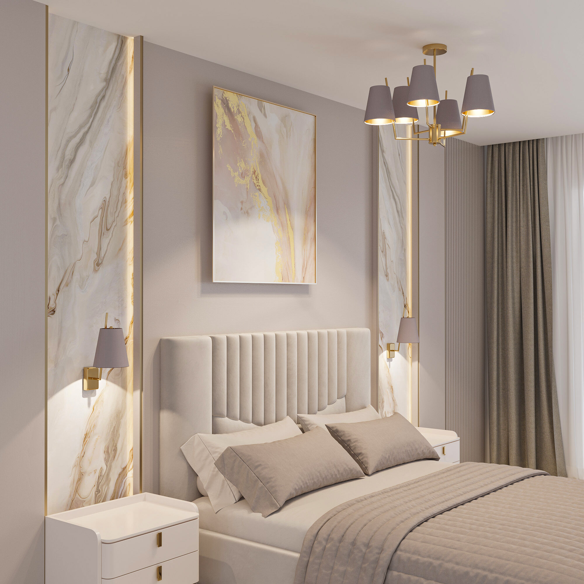 Потолочная люстра с тканевыми абажурами Smart Eurosvet Topanga 60173/6 латунь Smart. Фото 3