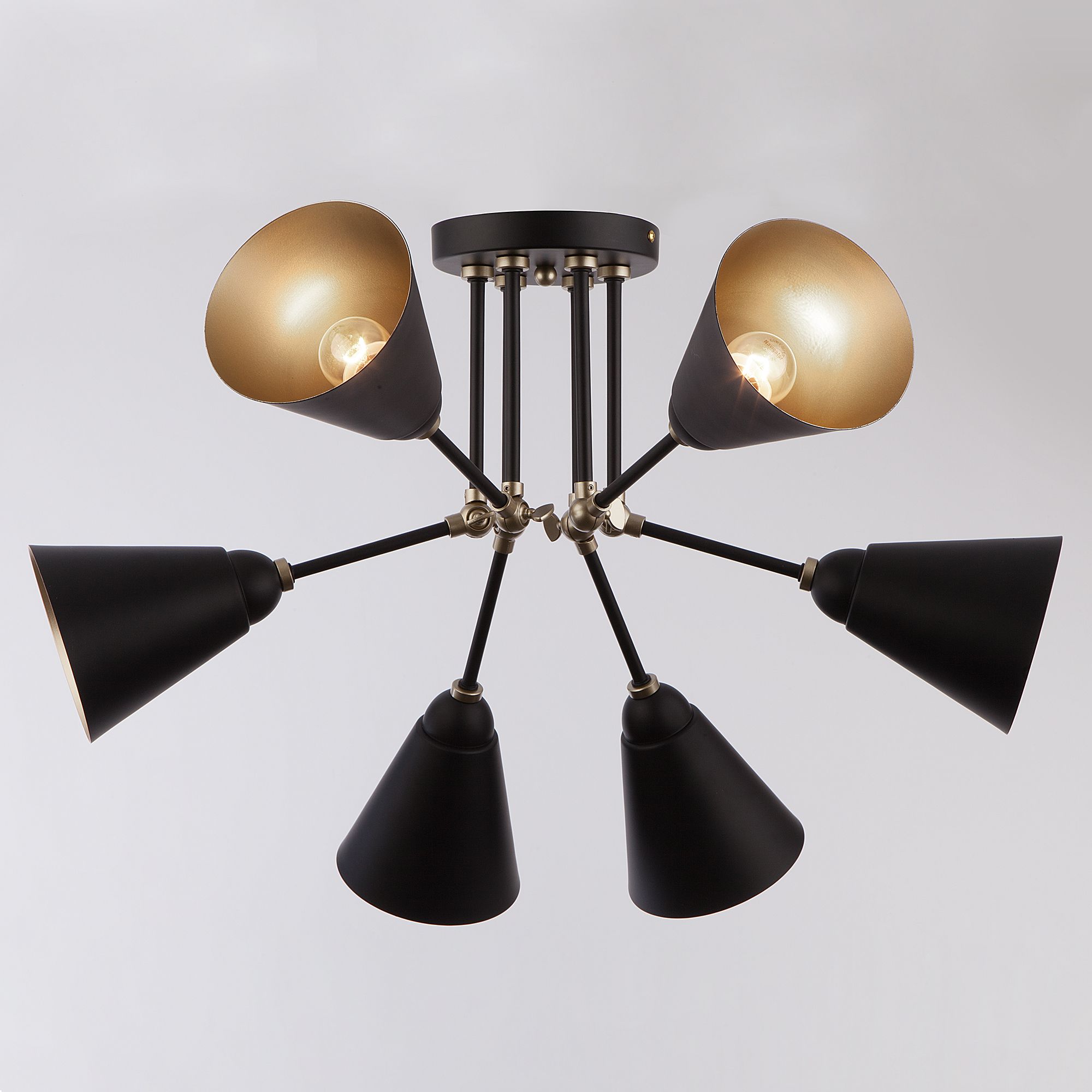Потолочный светильник с поворотными рожками Eurosvet Nigella 70052/6 черный/золото. Фото 2
