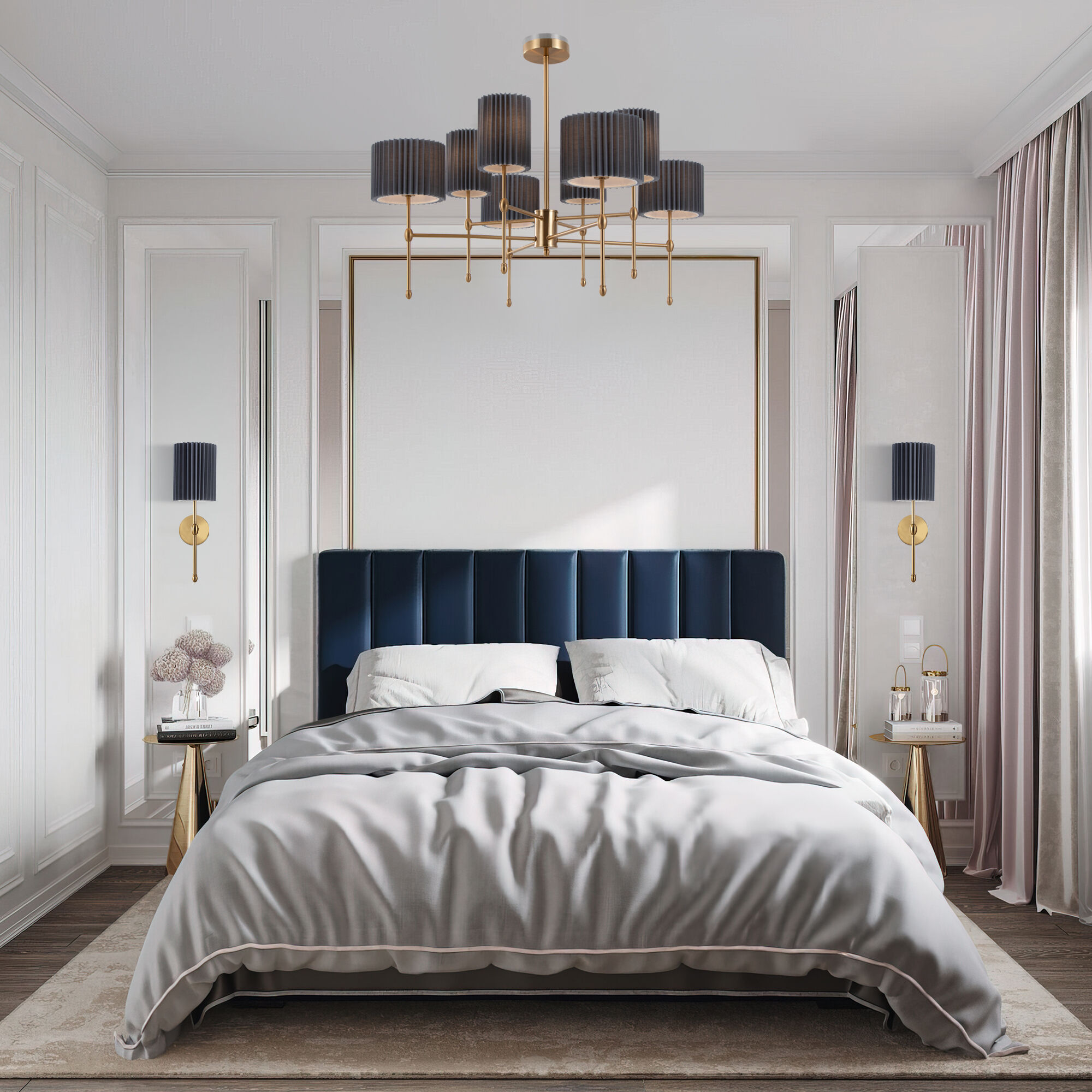 Потолочный светильник с тканевыми абажурами Smart Eurosvet Notturno 60162/8 латунь Smart. Фото 2