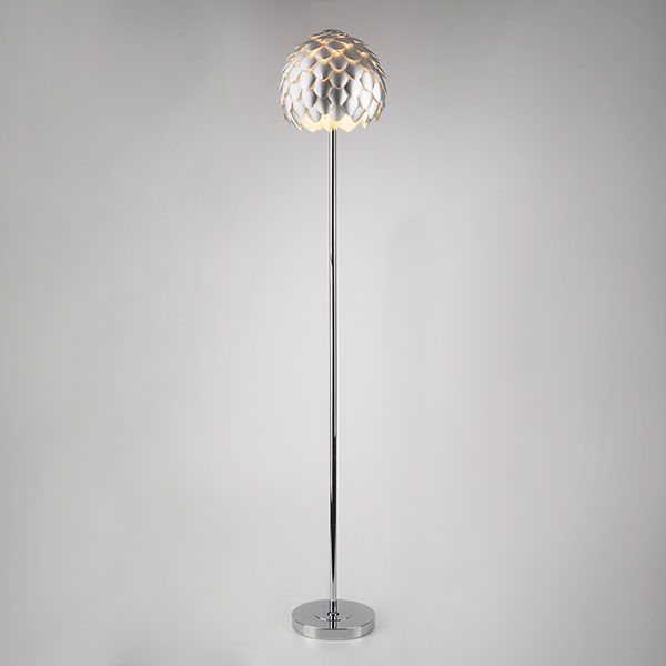 Напольный светильник с металлическим плафоном 01100/1 серебряный / хром