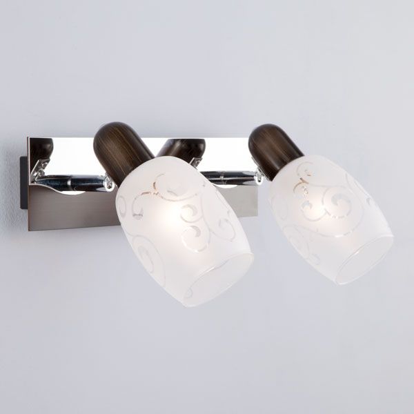 Настенный светильник со стеклянными плафонами 60301/2 хром / венге