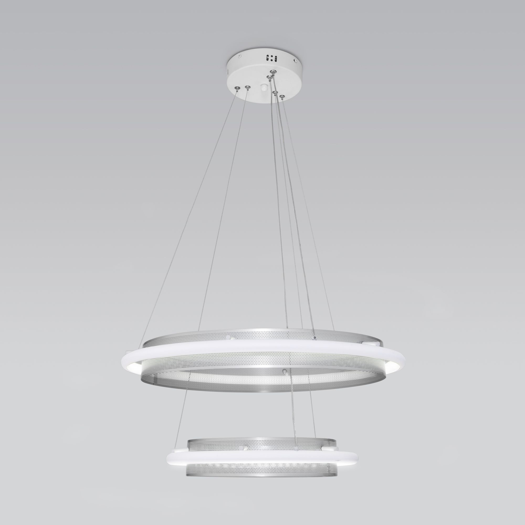 Умный подвесной светильник Eurosvet Imperio 90241/2 белый / серебро. Фото 1
